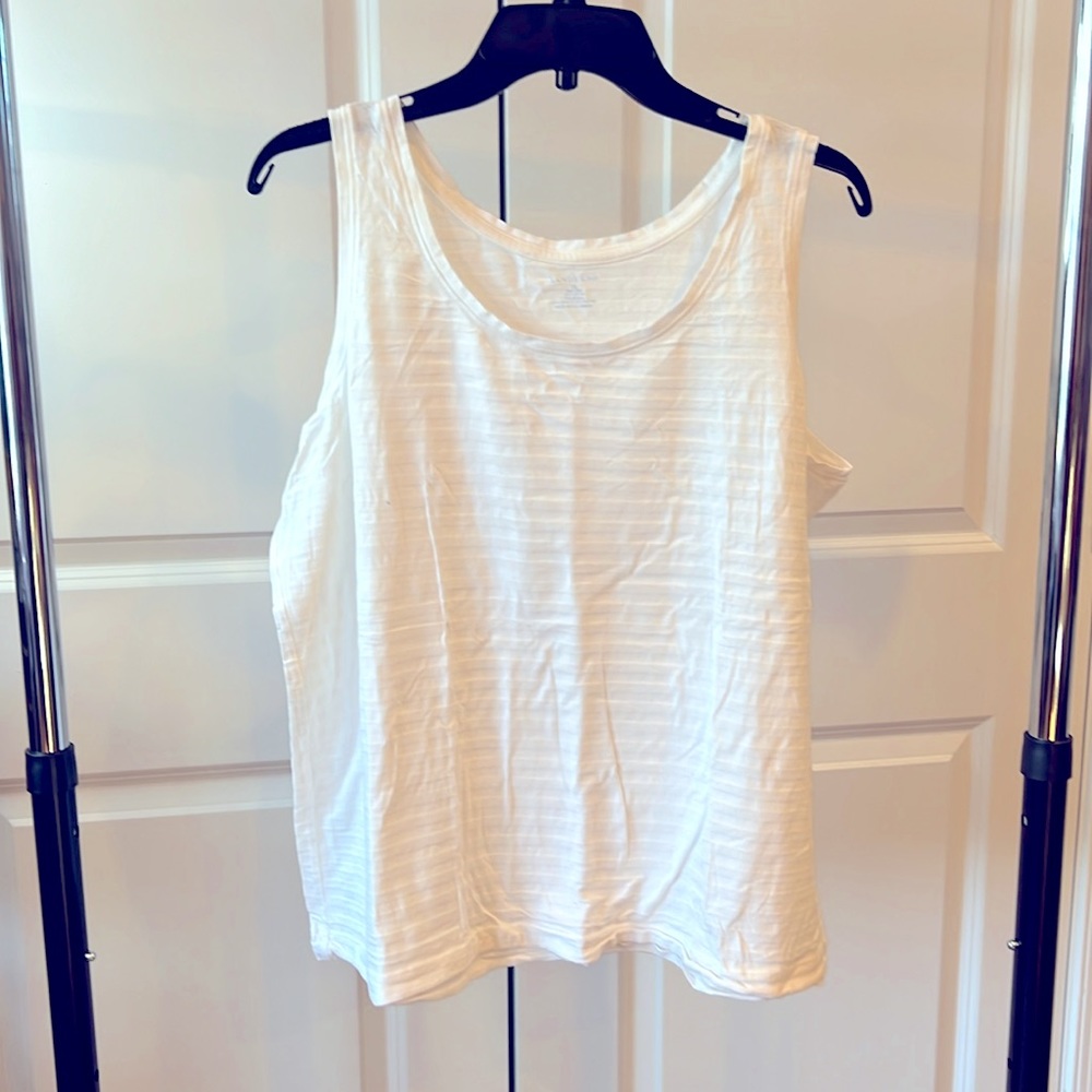 Lands' End White Stripe tank NWOT